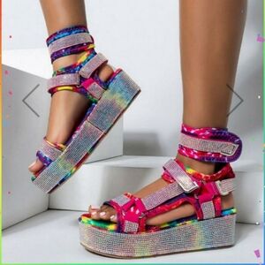 Fun and made to walk on tiedye embellished gladiator sandals